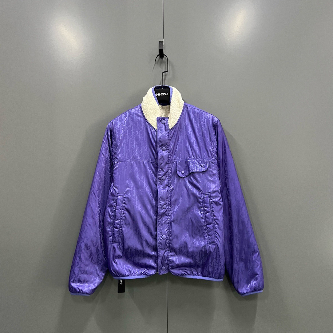 99新 DIOR/迪奥 (ll) 拼色老花羊毛双面外套 XS码/607254