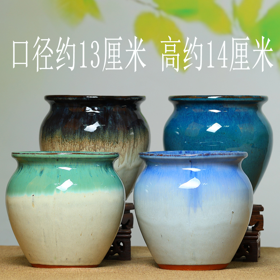 粗陶绿植花盆法师家用有孔大口径透气陶瓷多肉花卉老桩兰花陶罐