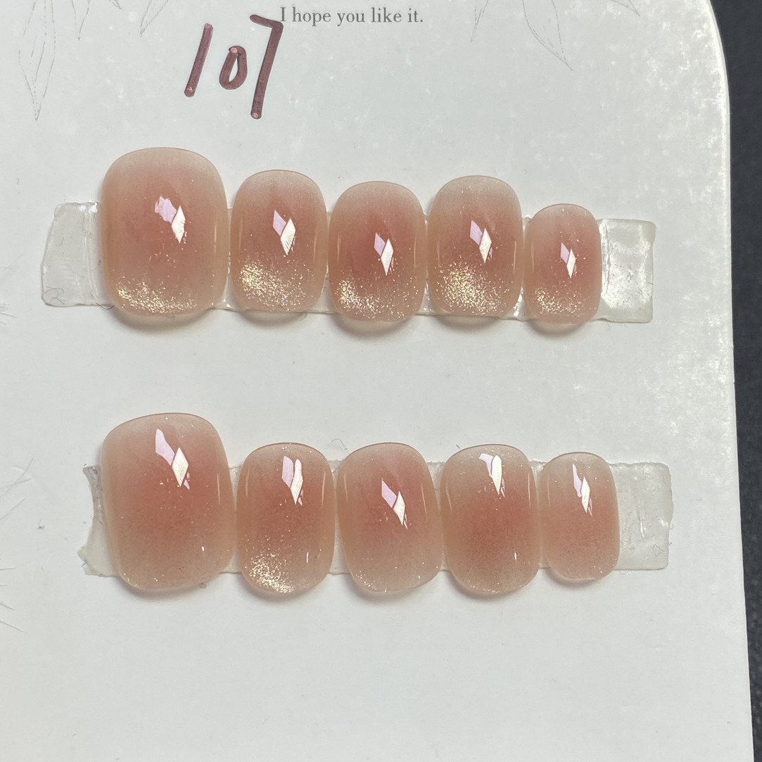 【柠檬冰】107纯手工款式穿戴甲秋夏新款显白可重复佩戴