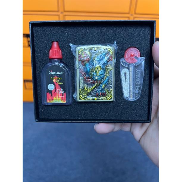 珐琅彩貔貅浮雕金属复古防风煤油打火机 B