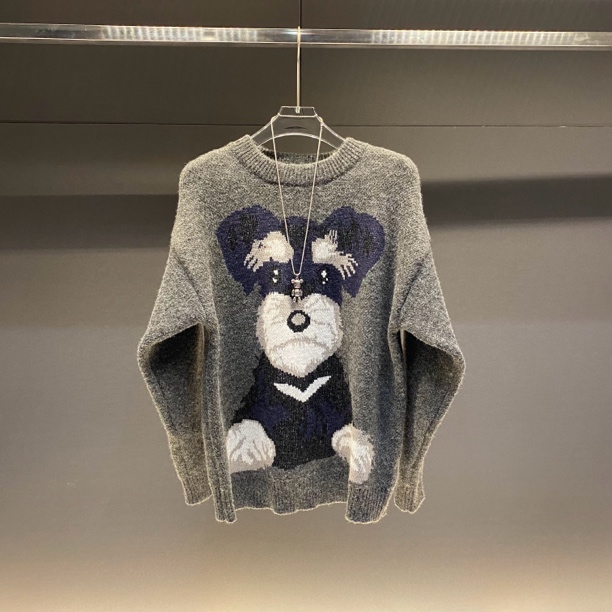 时尚秋冬设计感提花多巴胺日系针织衫毛衣