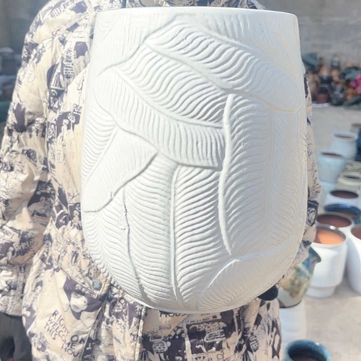 红陶白芭蕉叶口径20高度30