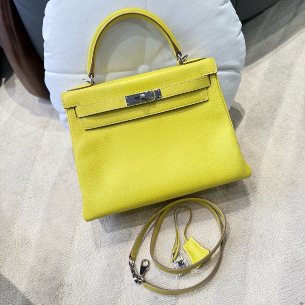 95新 Hermes/爱马仕 Kelly28柠檬黄Epsom框P