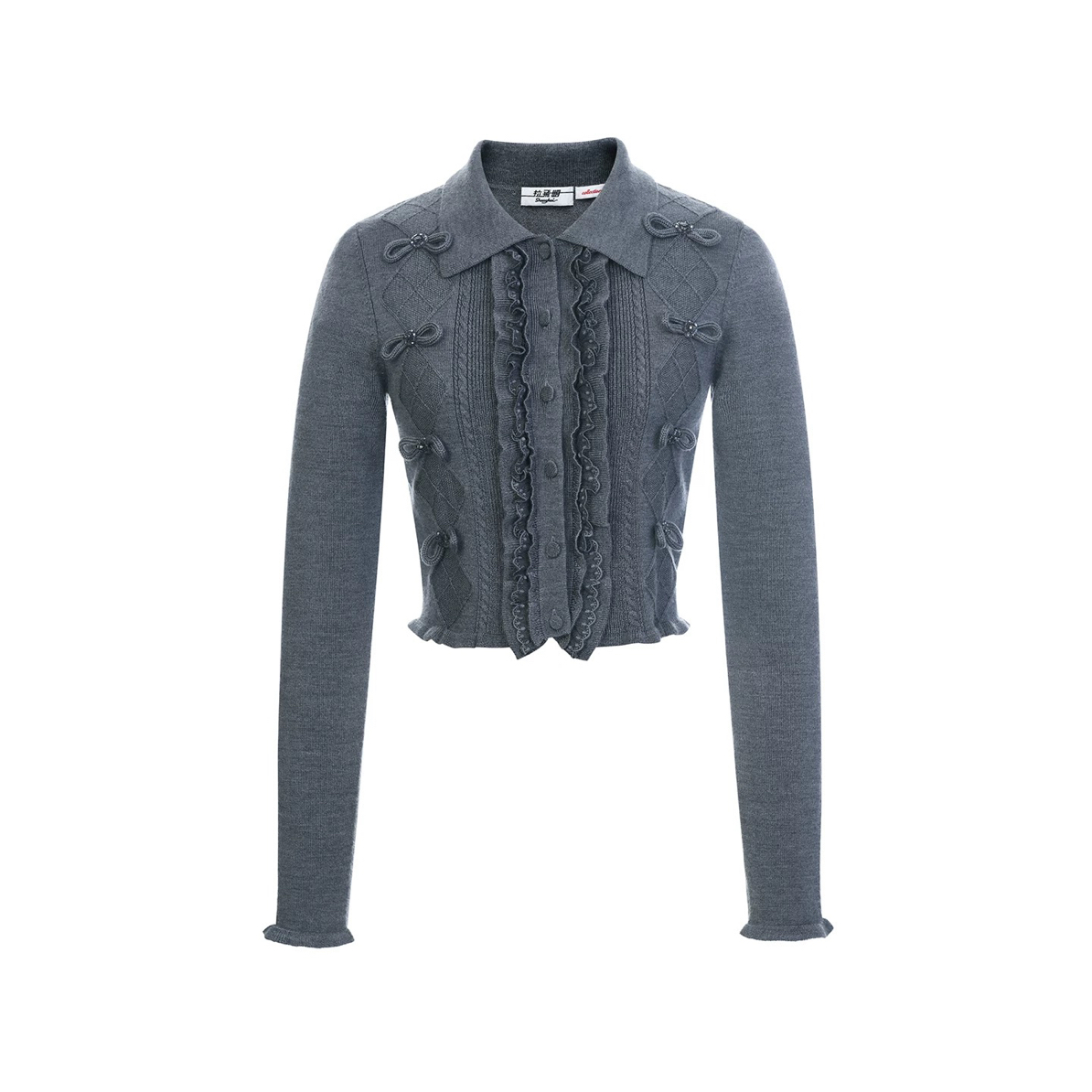 LeFame/拉飞姆2026春季新款时尚蝴蝶结珠饰长袖针织LF26C31ZM148