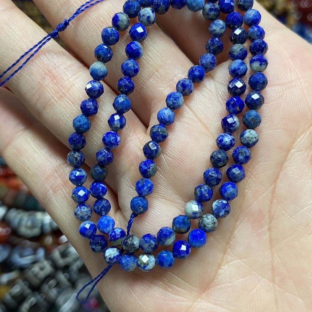 玛瑙/玉髓未镶嵌珠宝半成品青金一条钻切卡4mm