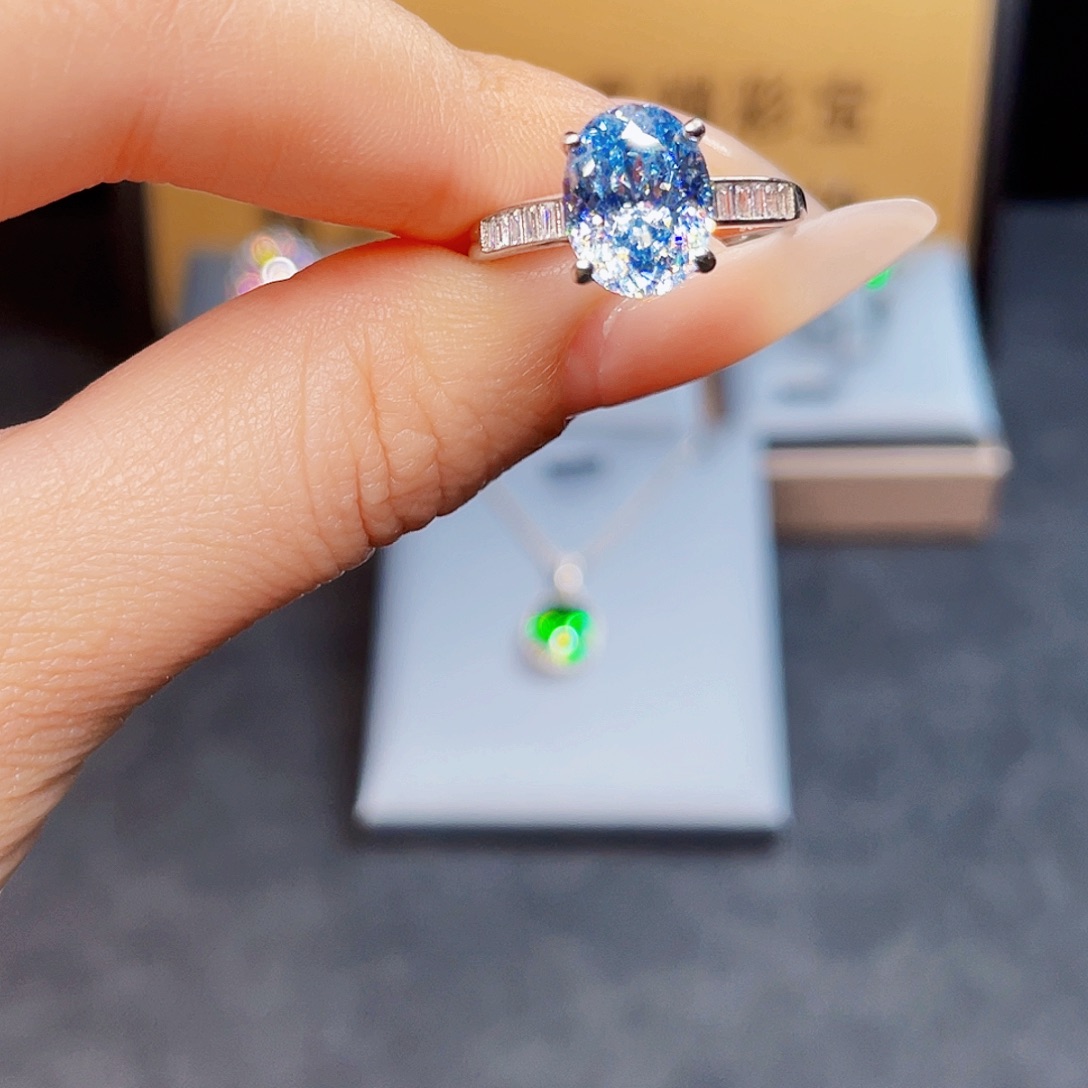 银S925镶嵌海蓝宝石戒指