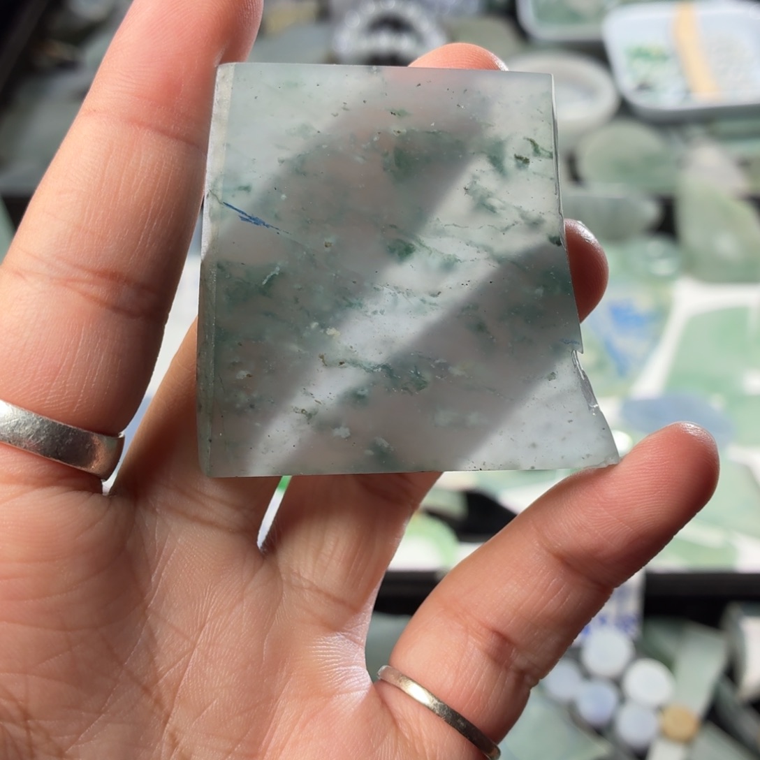 定制翡翠未镶嵌天然缅甸翡翠a货正冰飘蓝花片料