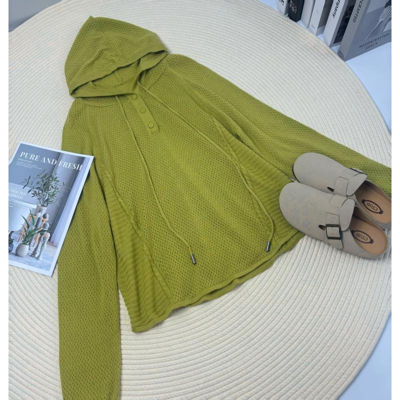 玲姐定制-连帽抽绳款微镂空薄款针织毛衣260892 Q15