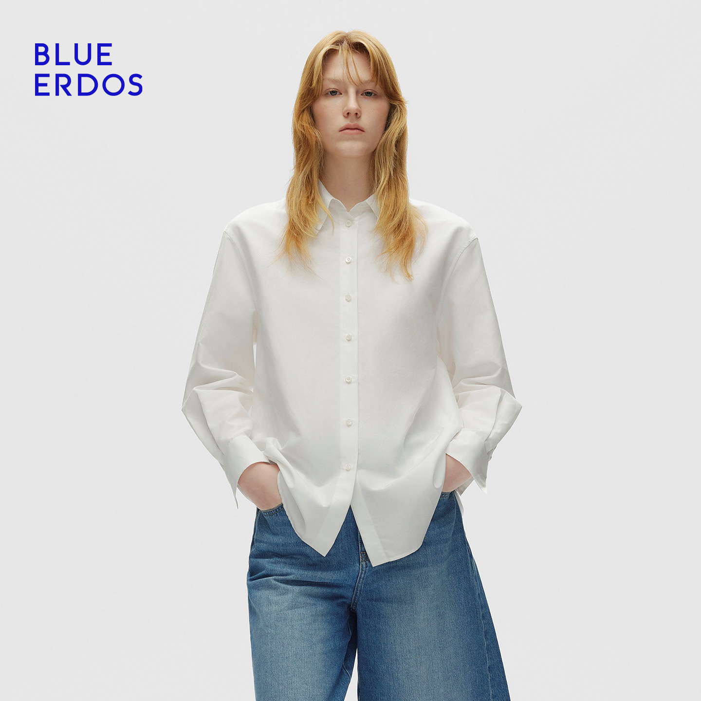 BLUE ERDOS 2025早秋新品通勤简约白色衬衫女上衣B256HB004