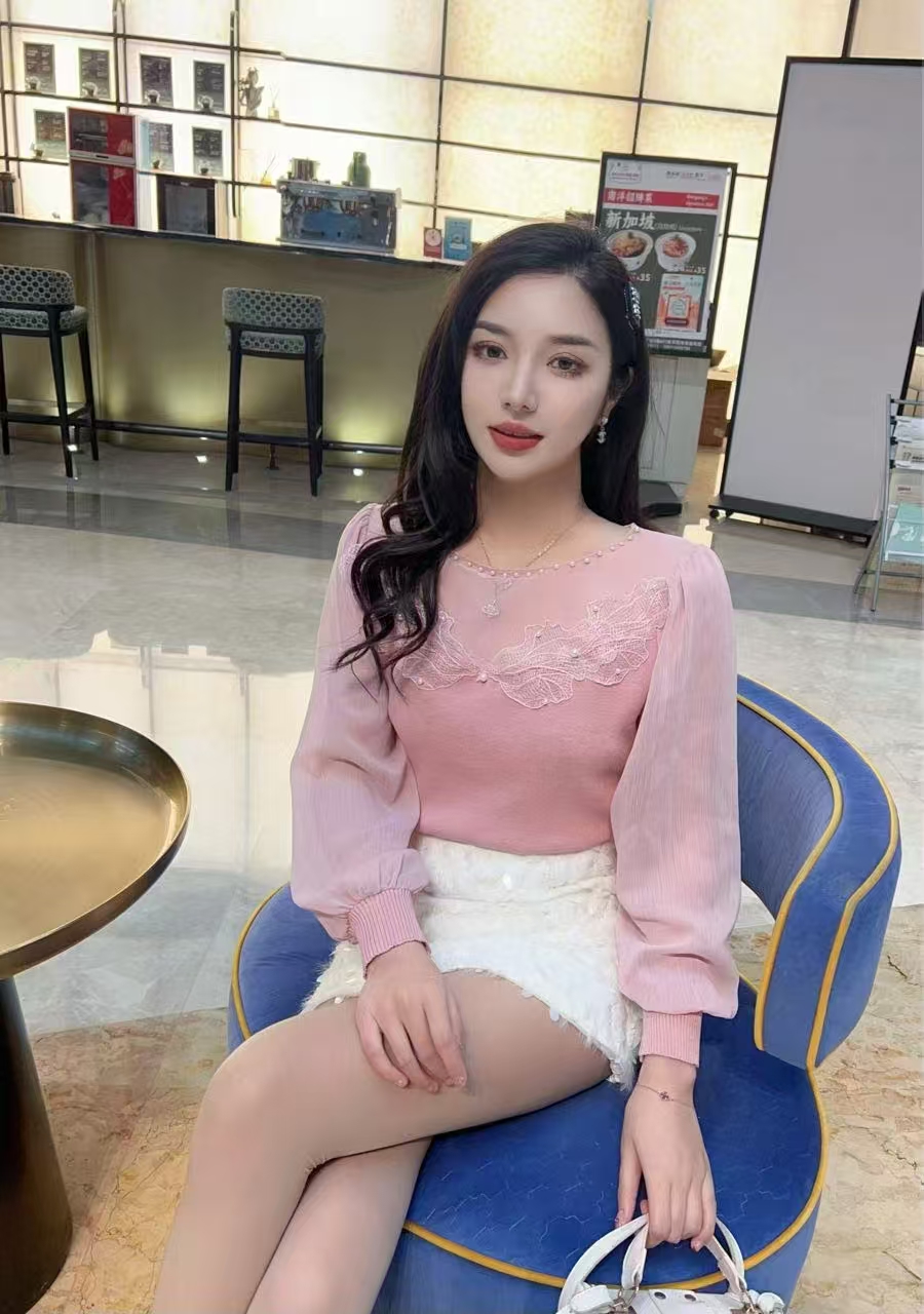 5040雪纺钉珠针织短袖t恤女春款2025春装新款洋气小衫上衣