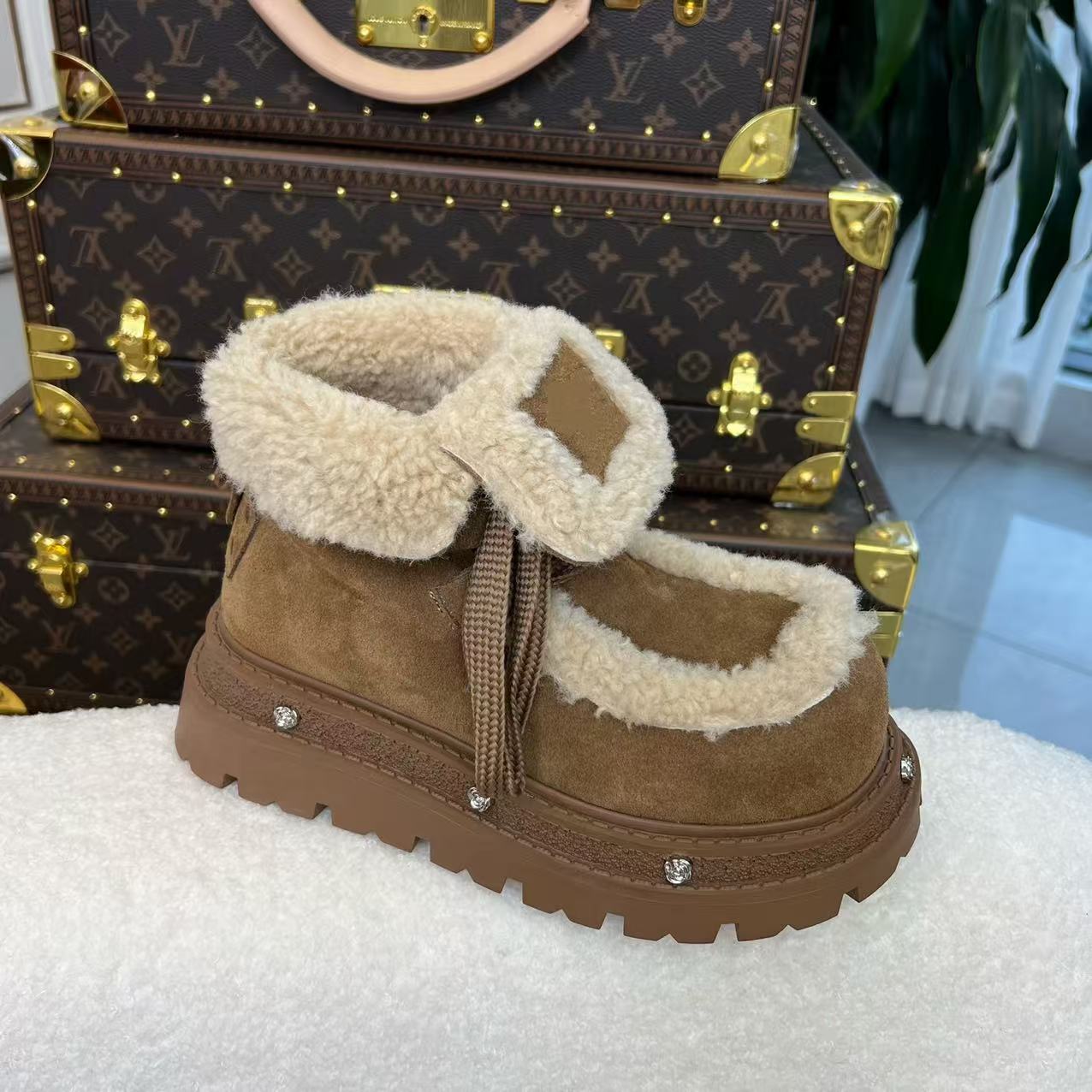 安暖家秋冬雪地靴新款厚底带时尚韩版靴子女款XDXM845