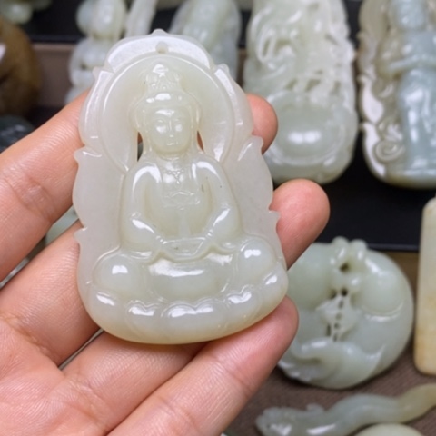 和田玉未镶嵌挂件好*到