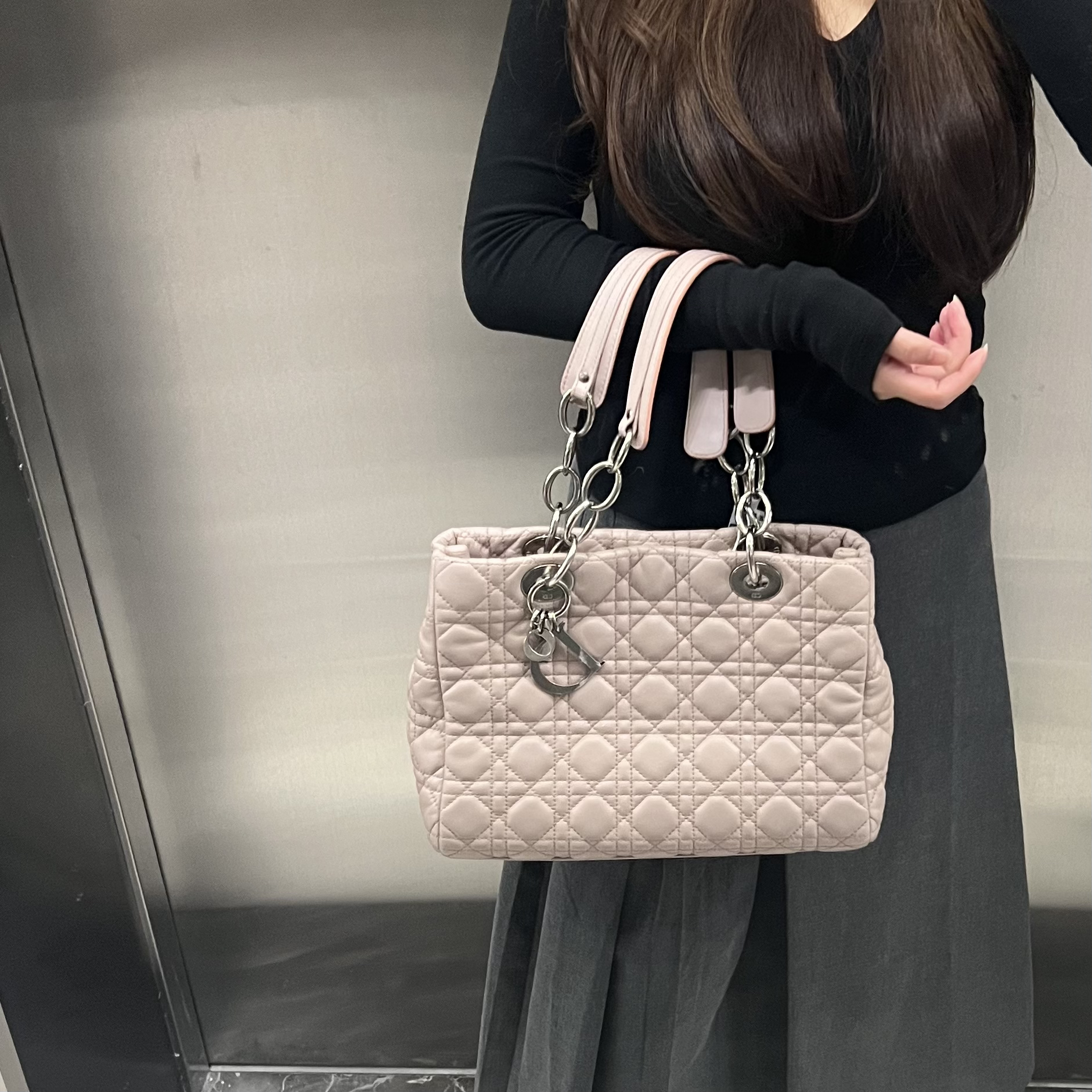 95新 DIOR/迪奥 dior樱花粉lady手袋手提包