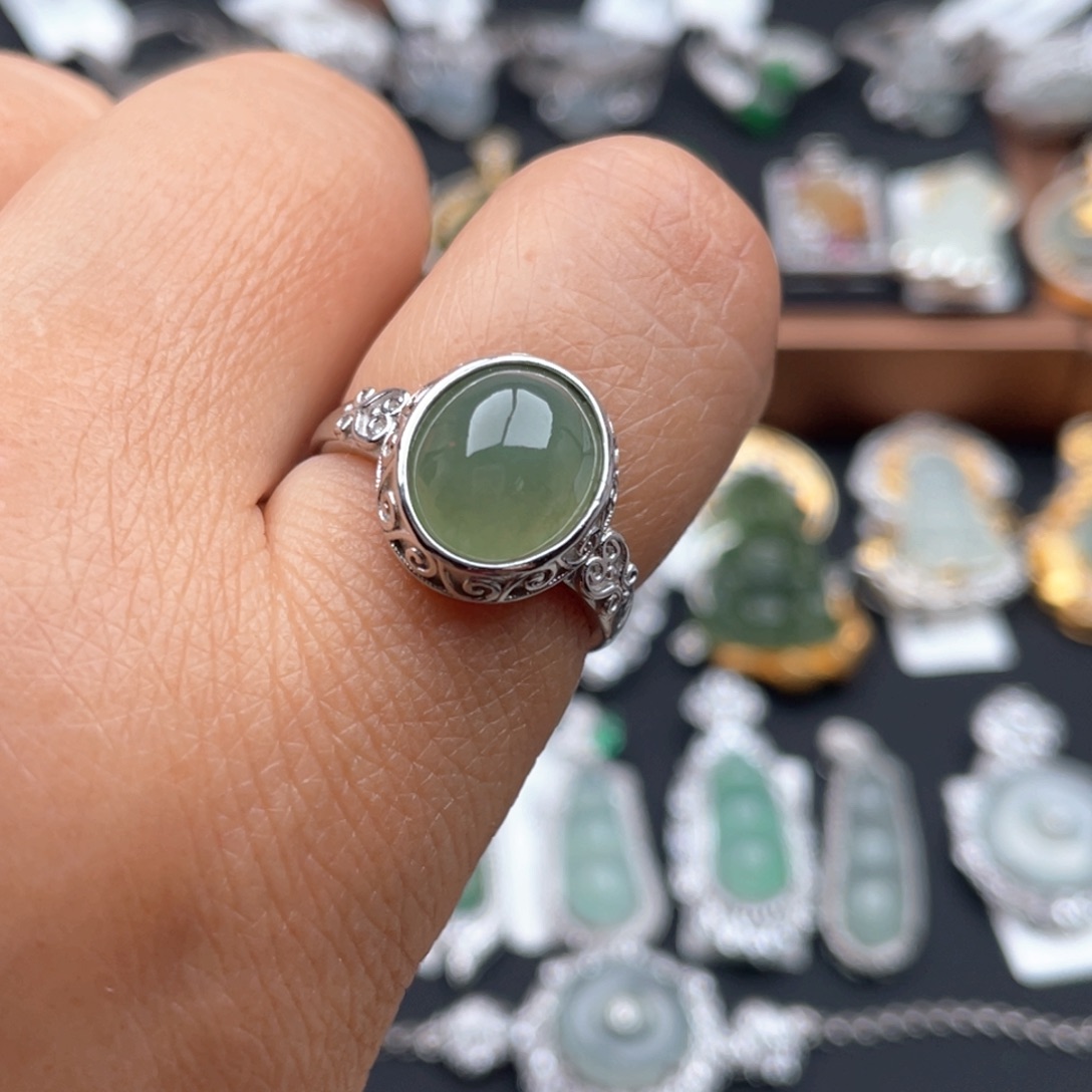 翡翠银S925镶嵌耳饰