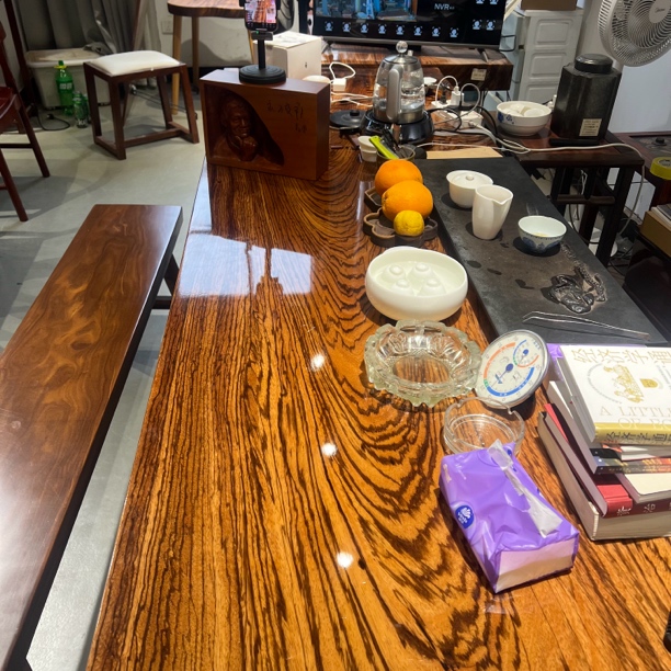 大斑马木桌子实木大板茶桌会议桌办公桌茶台原木整板设计263厘米