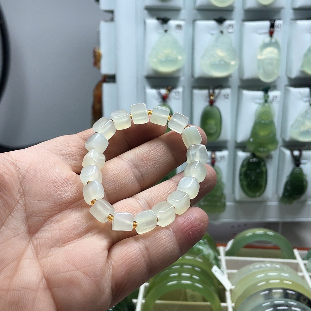 合金蛇纹石玉手链