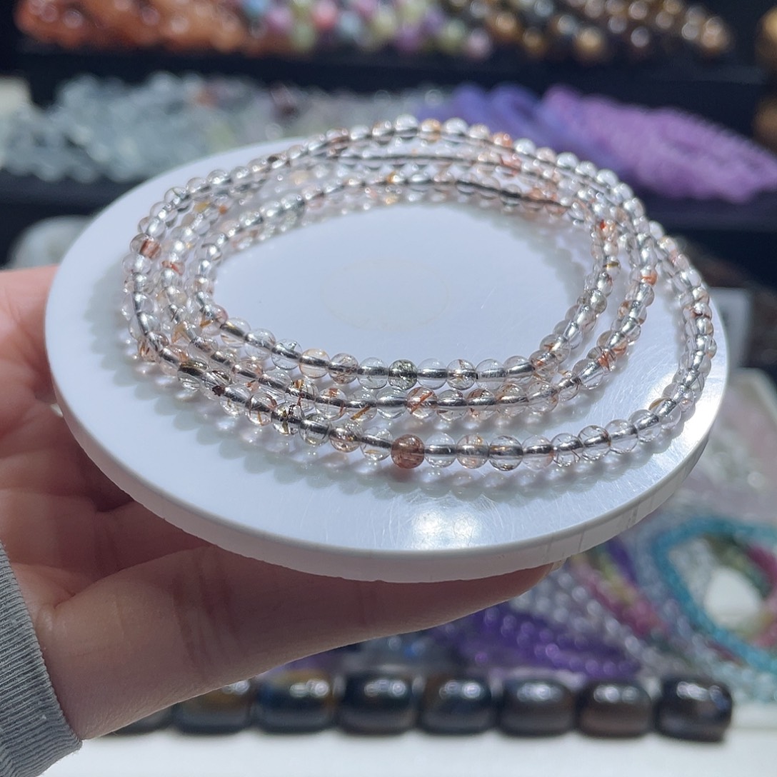 水晶手链未镶嵌黑金超多圈3m25元