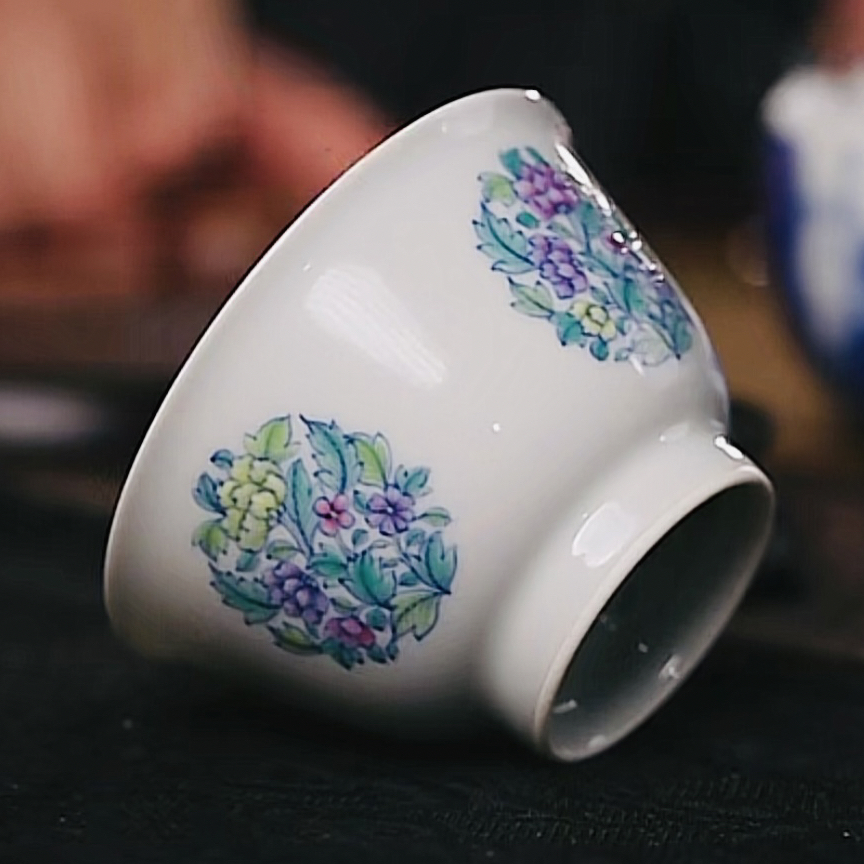 【黄老邪真选】觉山隐窑｜青花斗彩团花花卉杯茶杯家用陶瓷主人杯