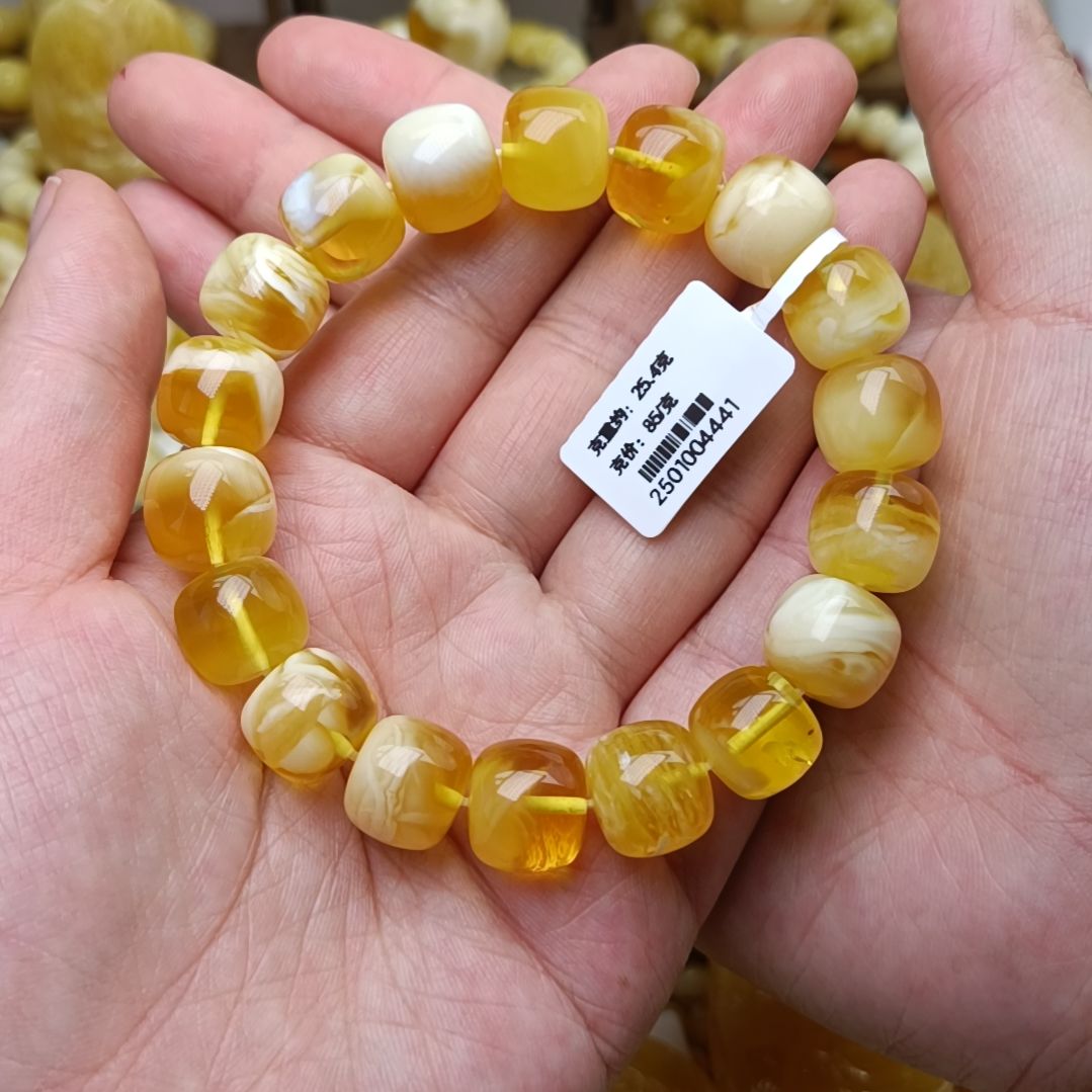 蜜蜡手链未镶嵌13老型蜜糖溶洞妖花