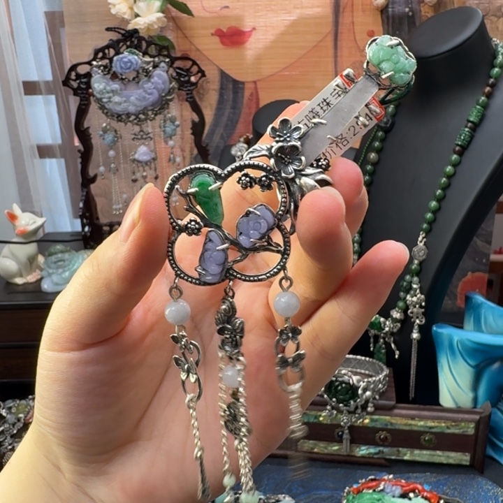 翡翠银S925镶嵌颈饰翡翠首饰