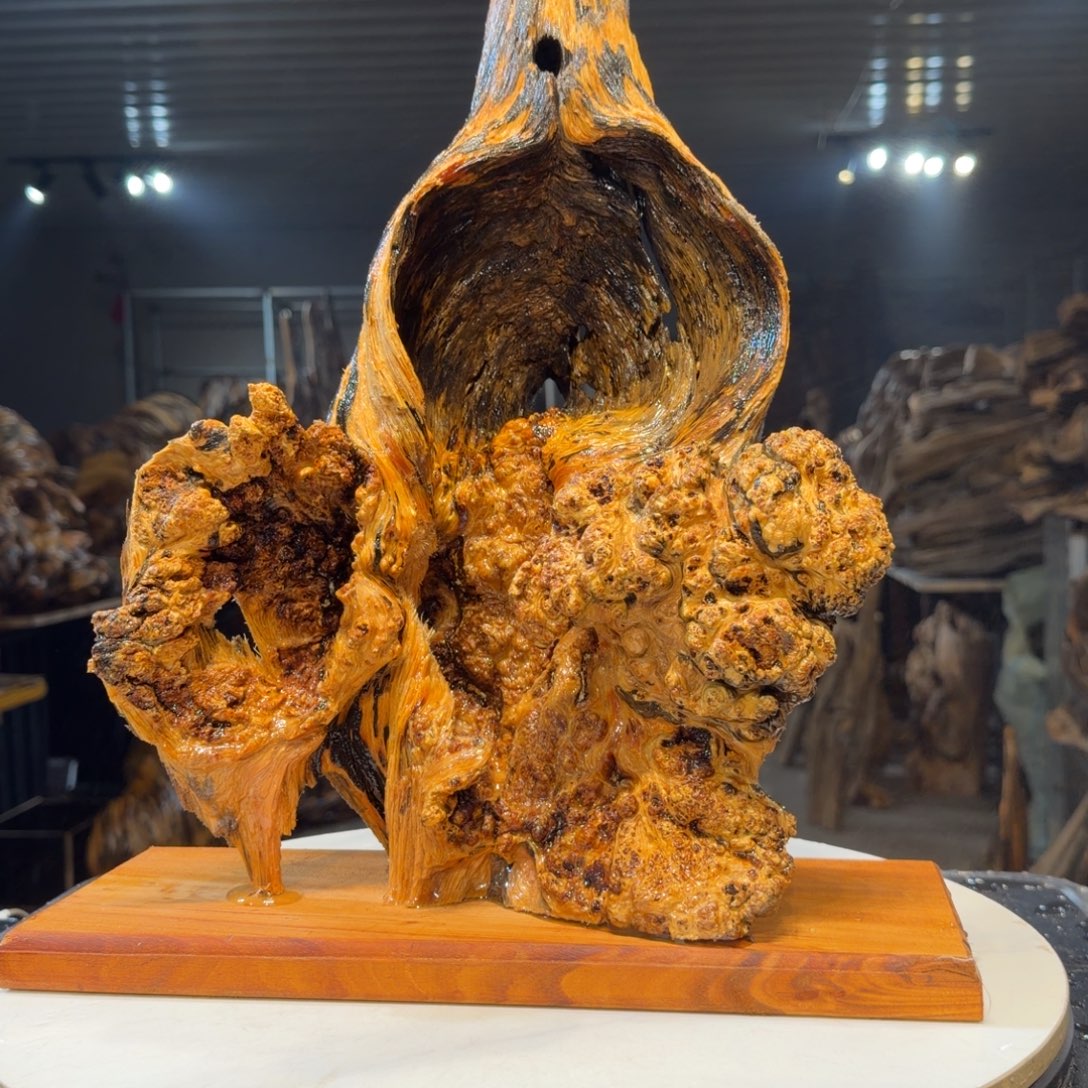 港***鲜木王一刀琥珀木摆件22