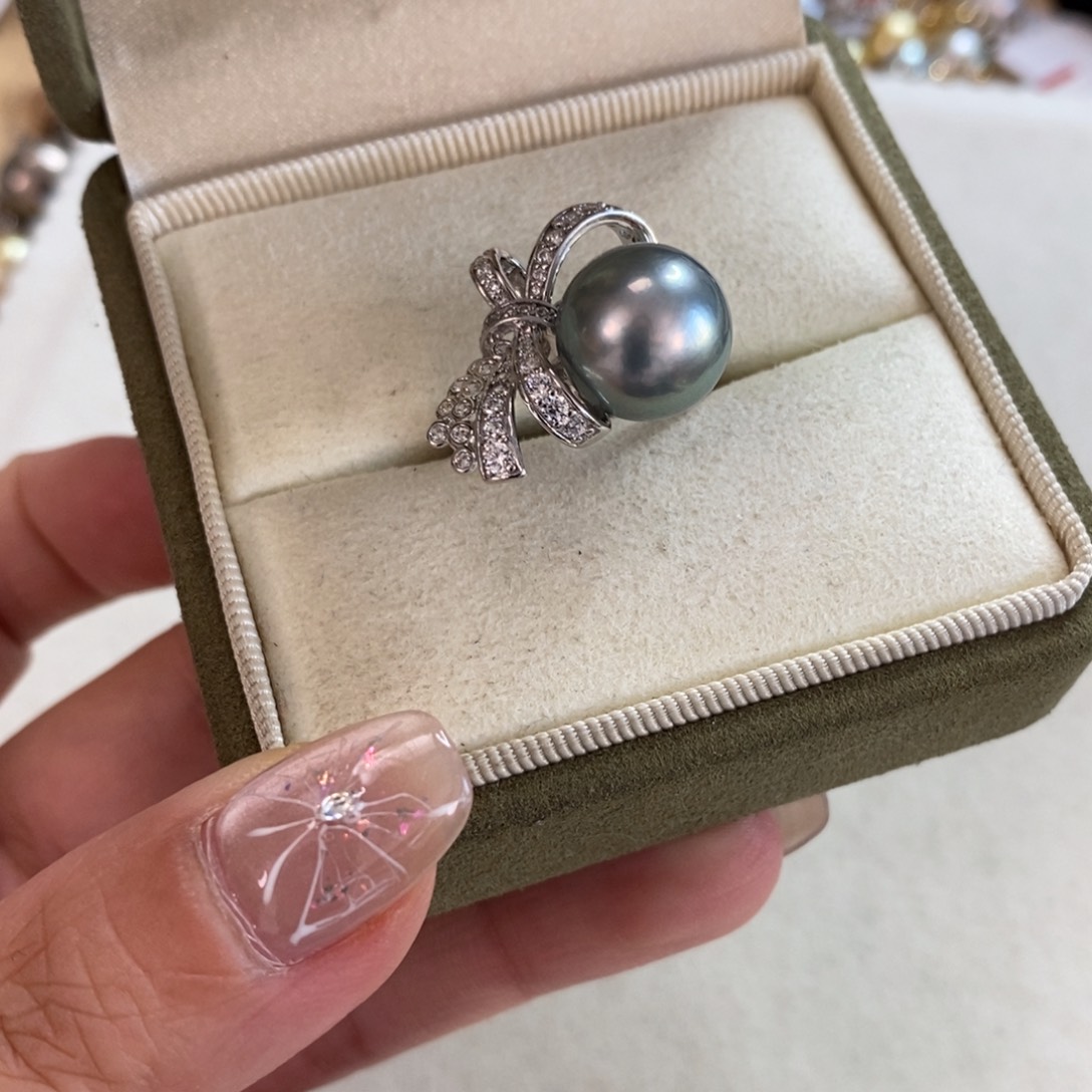 海水珍珠戒圈银S925镶嵌