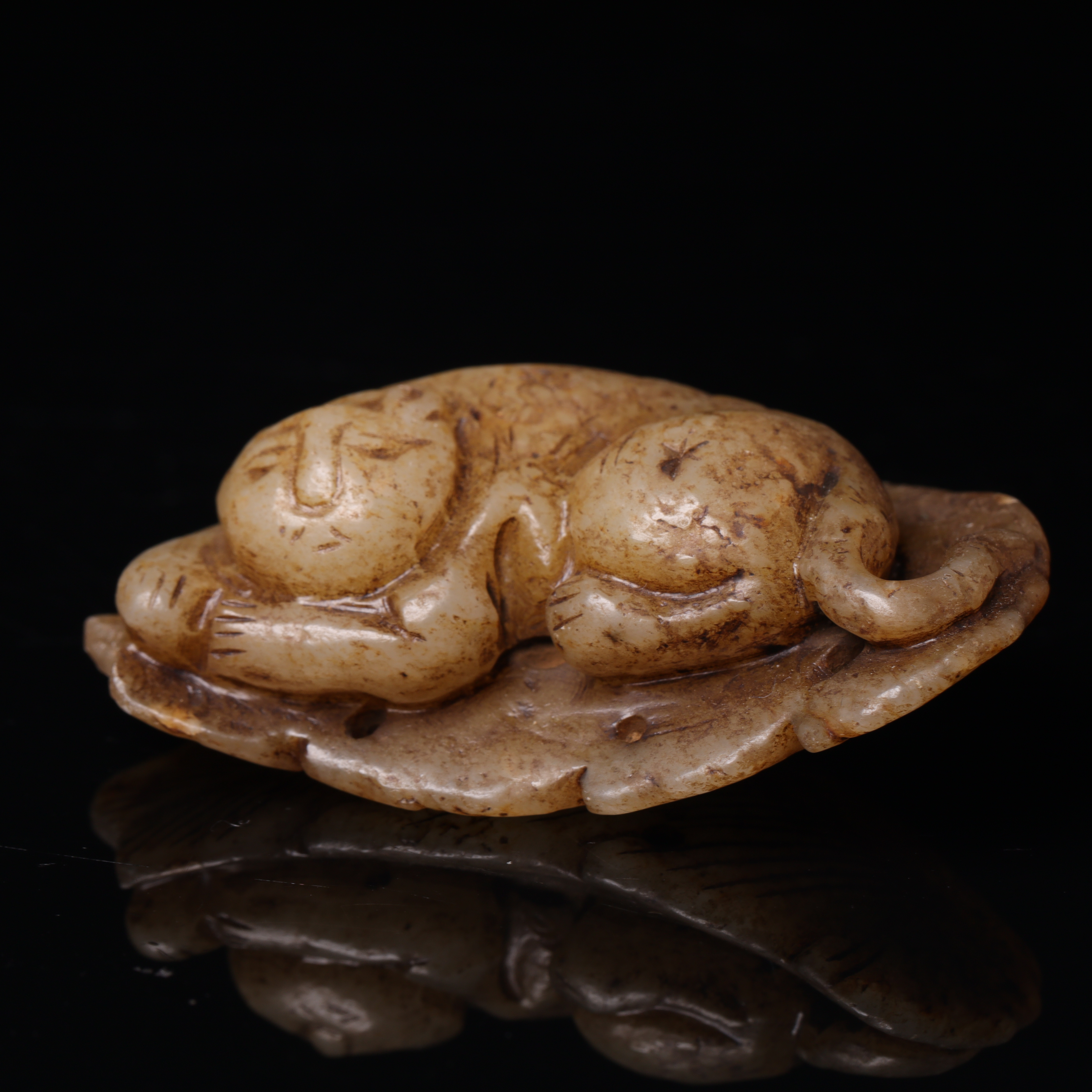 明代和田玉一夜欢花件-LM