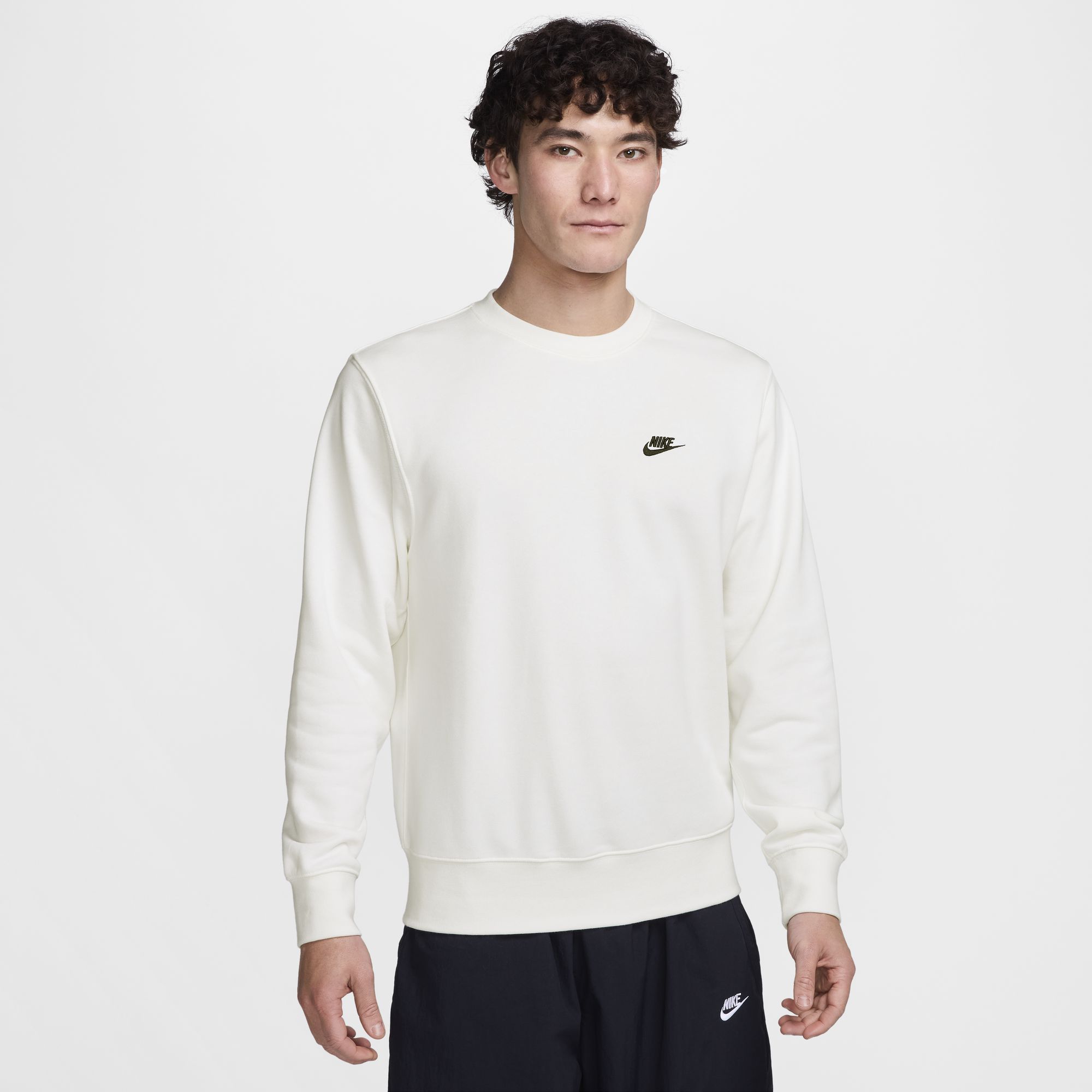 Nike男【秋季上新】新款白色针织卫衣圆领休闲套头衫FN3889133
