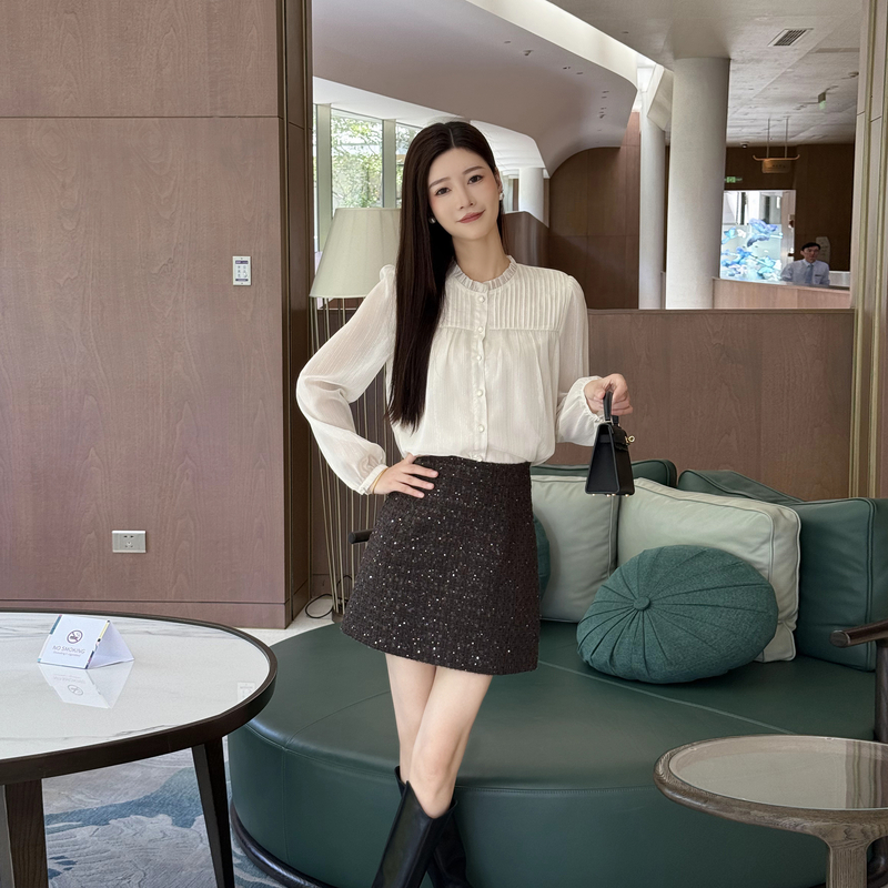 慧慧【落日倦诗】时尚法式宫廷花边衬衫女2025秋季新款长袖衬衣上