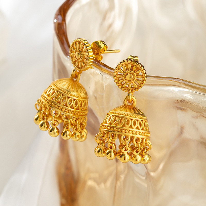 铜合金耳饰 轻奢水母波西米亚流苏耳钉高级感耳坠久不掉色