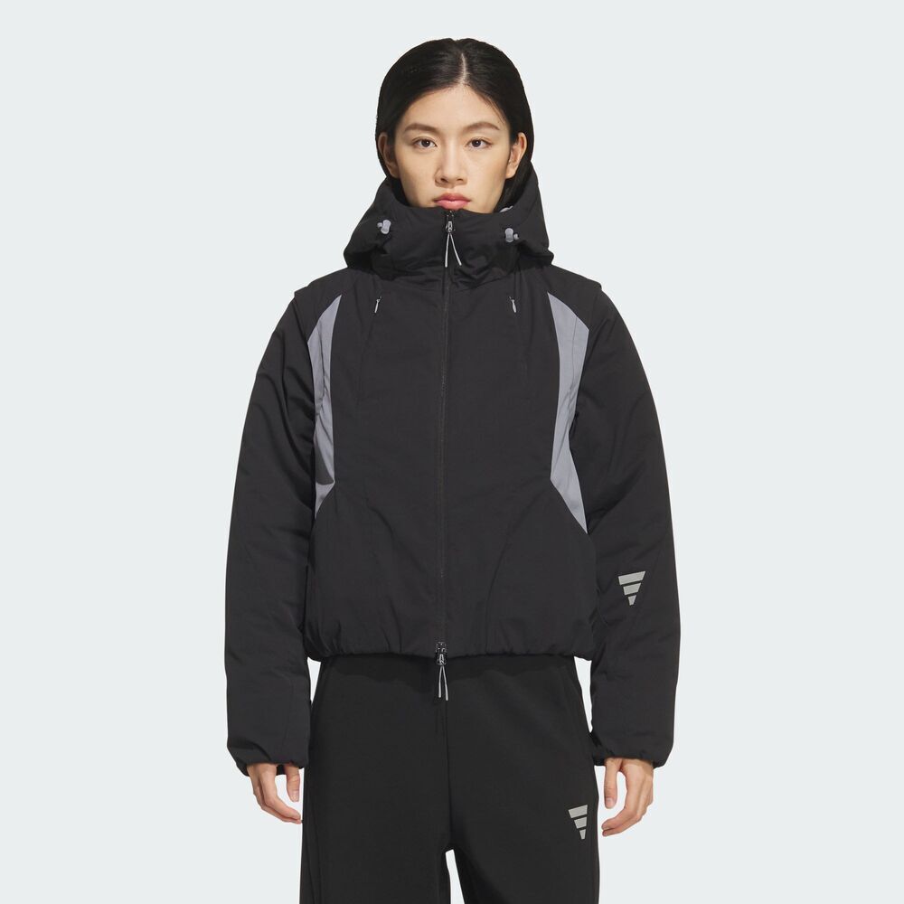 adidas阿迪达斯2025冬女子简约暖芯运动夹克FOS PD短款棉服KS0072