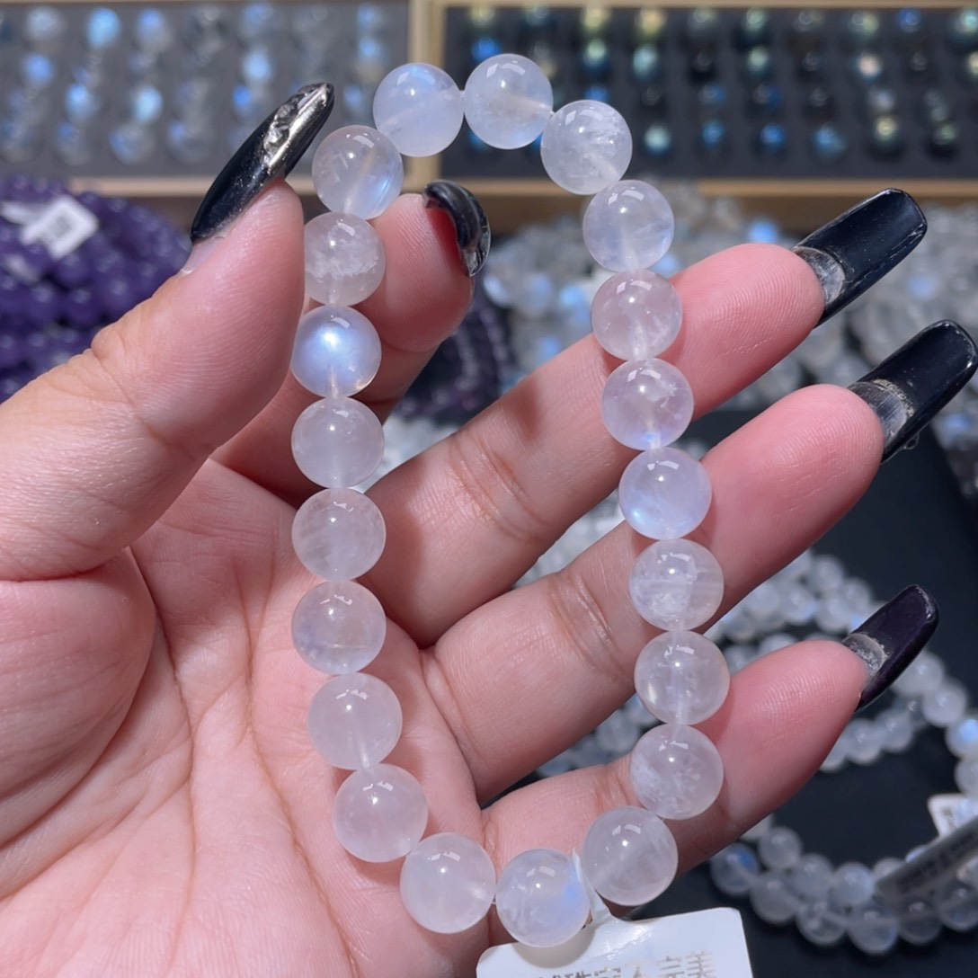 吃***吃手链未镶嵌长石蓝月光手链9.5mm+