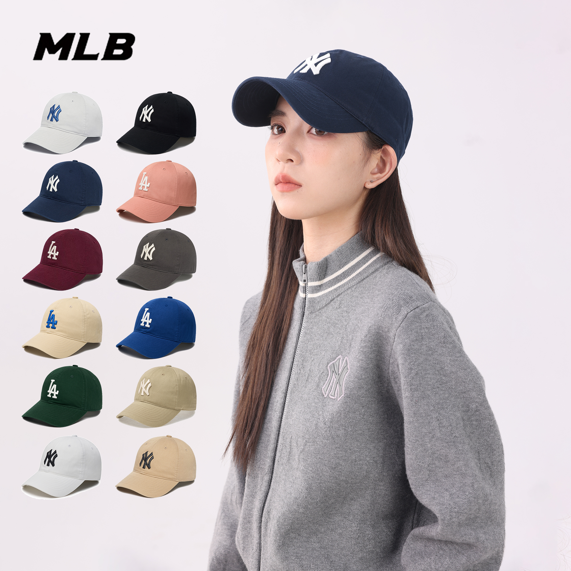 MLB正品 KARINA同款大标男女户外时尚百搭韩系潮流软顶棒球帽CP66