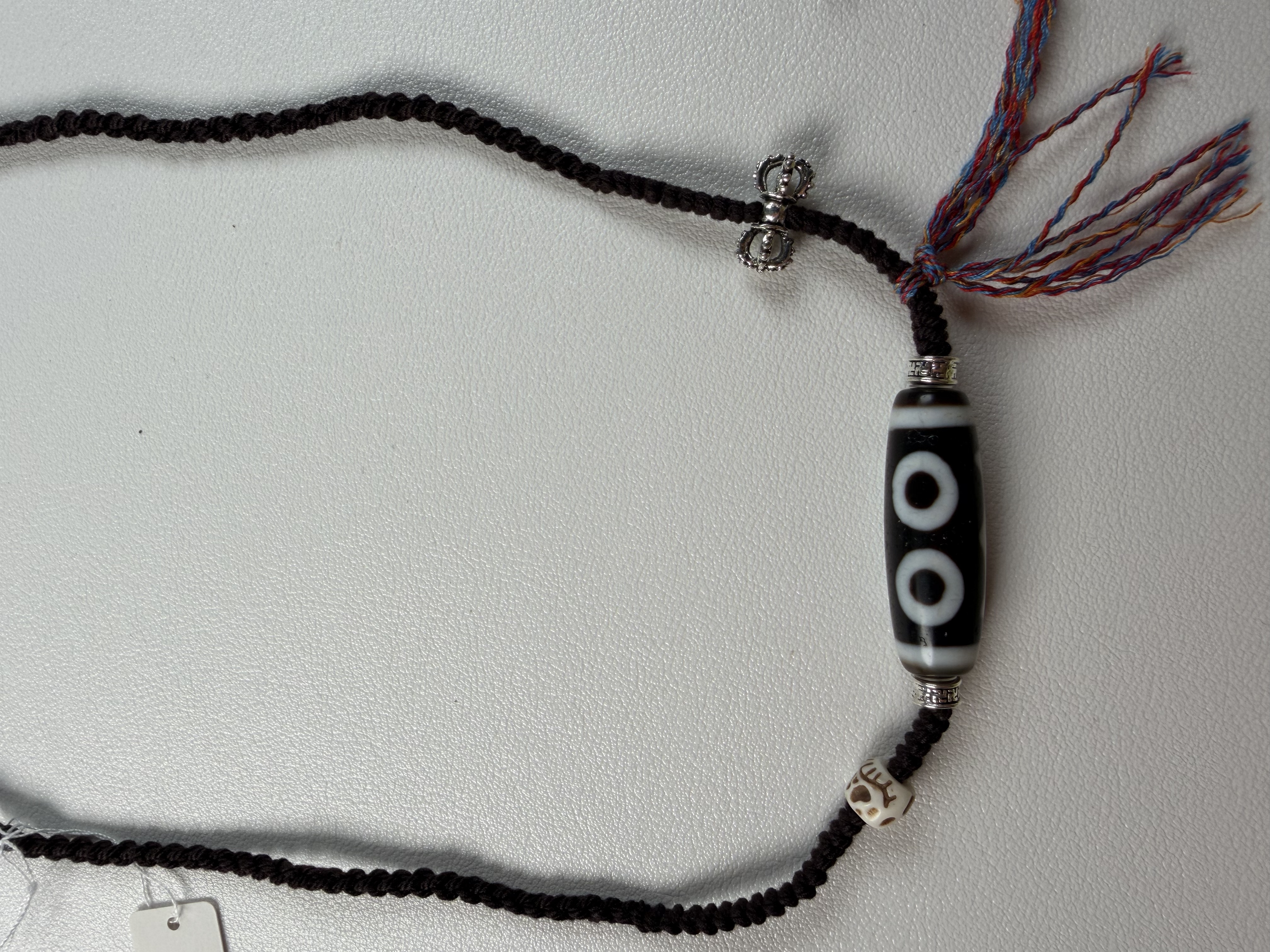 天然玛瑙高品质钙化黑白熊猫三眼颈链