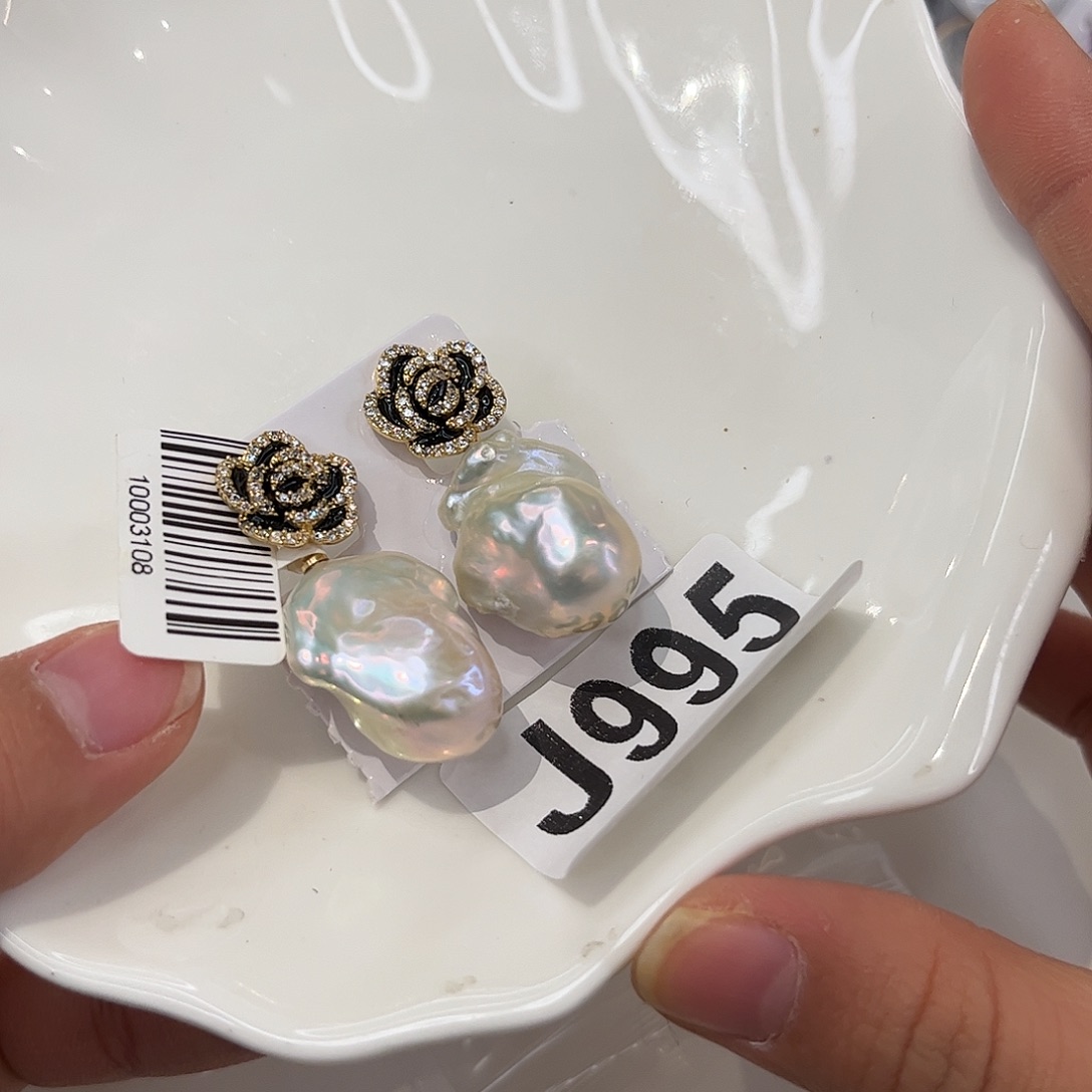 合金淡水珍珠耳饰