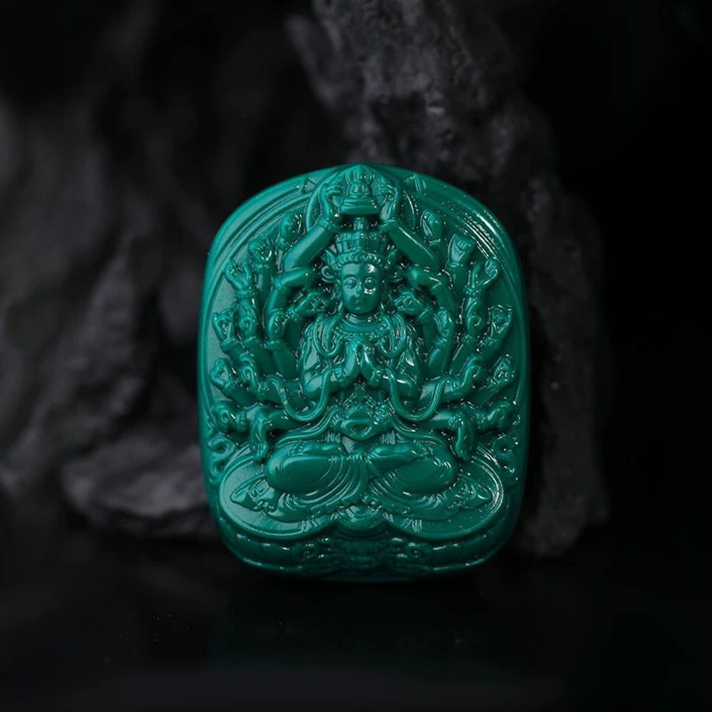 绿松石伴生矿优化平替千手观音吊坠文玩手串挂件手把件项链车挂件