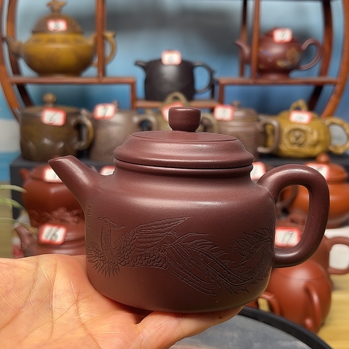 紫砂茶壶微瑕不带证书礼盒220cc