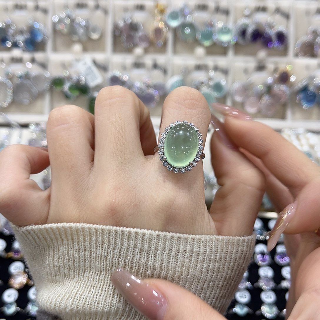 爱***锅蛇纹石玉银S925镶嵌戒指