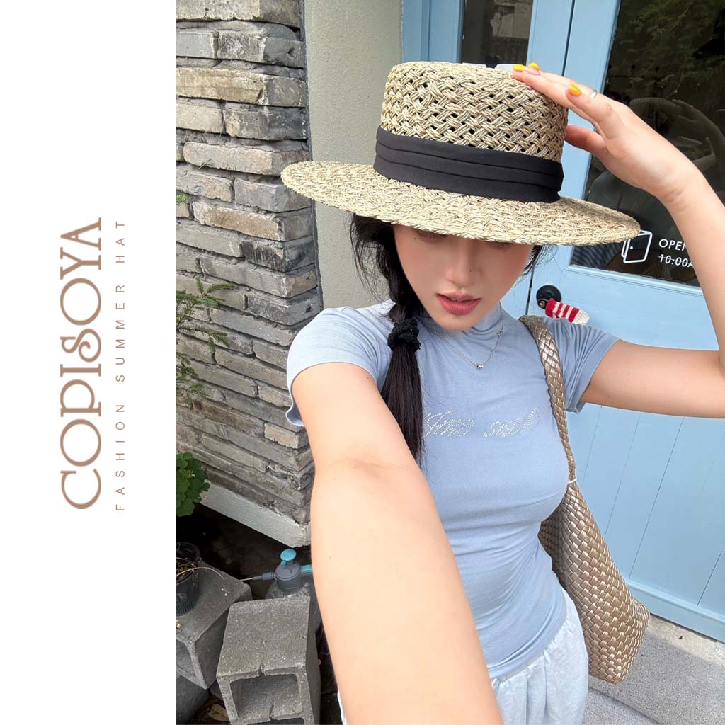 COPISOYA/凯佩詩雅「南法老钱」平顶遮阳夏季空气感天然咸草帽XM239