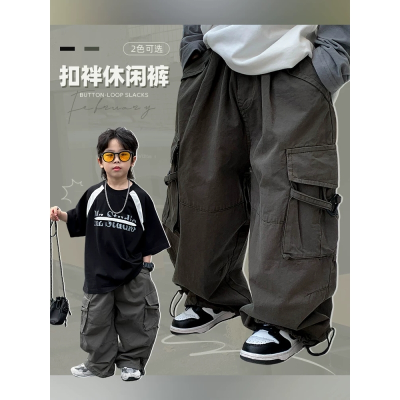 童装儿童休闲裤秋季中大小童帅气男孩工装裤宽松纯棉男童裤子春秋