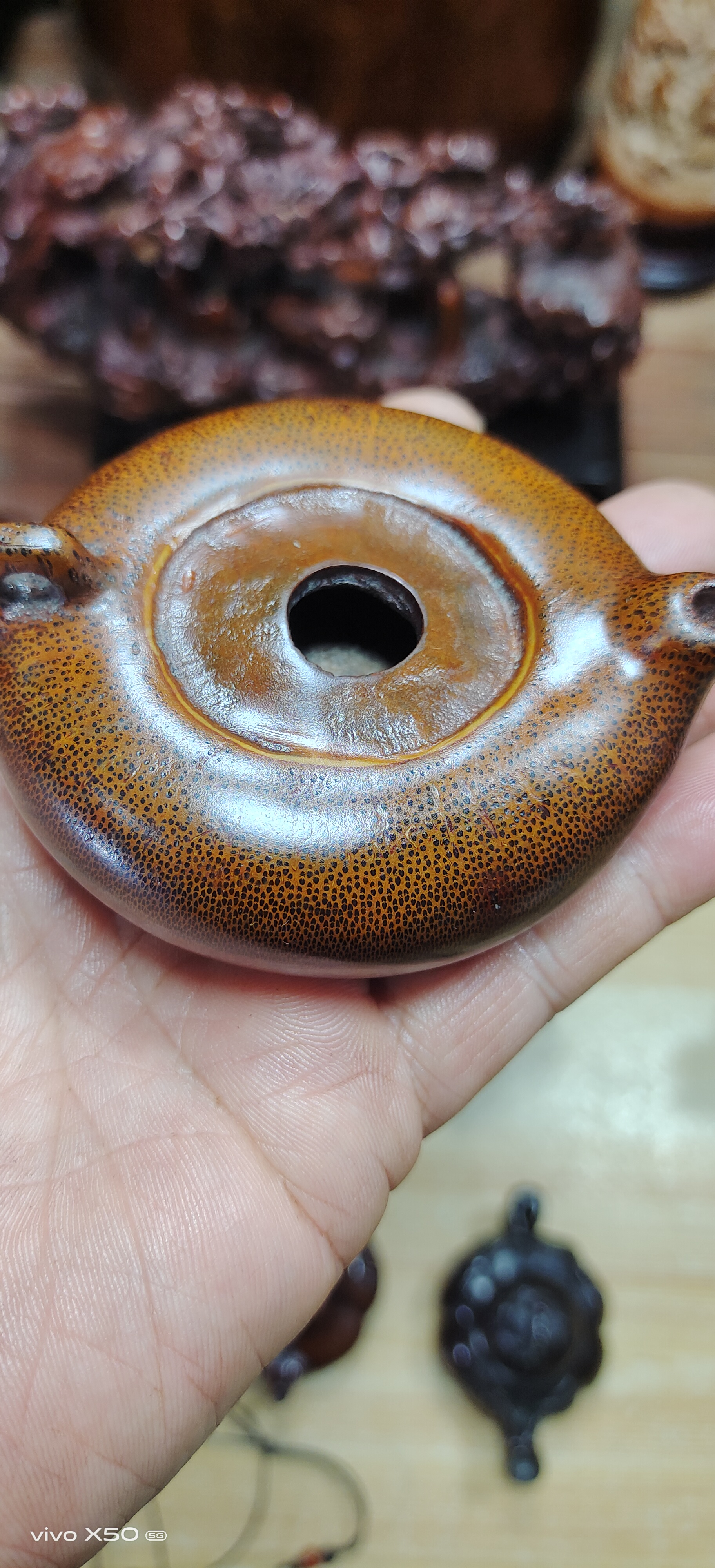 文房竹根雕水滴一件