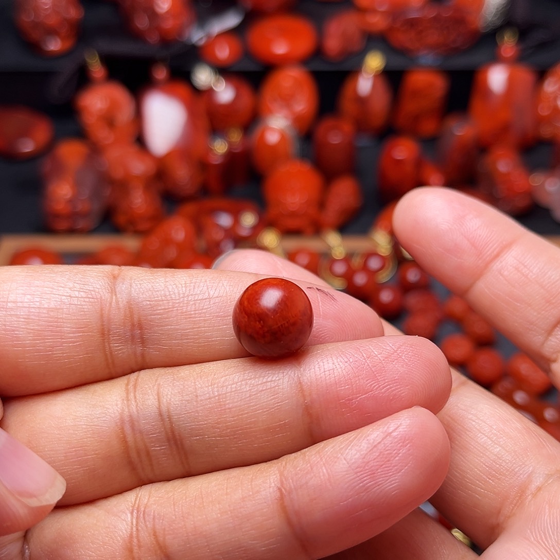 南红玛瑙未镶嵌配饰哑光妖花火焰纹圆珠12.2mm