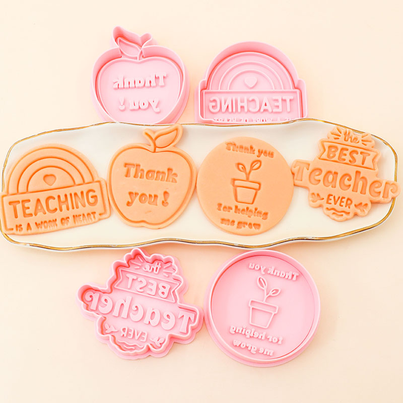 英文教师节饼干模具Happy Teachers' Day立体按压式家用烘焙工具