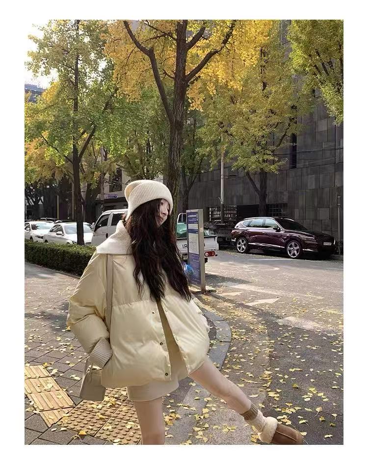 2025秋冬新款泡芙羽绒服女短款韩系收腰90白鸭绒厚外套