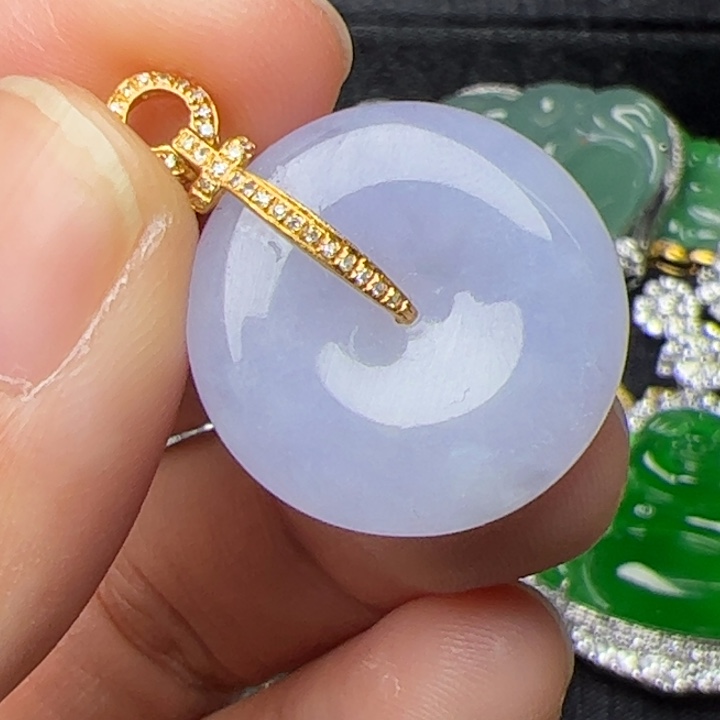 翡翠18K金镶嵌吊坠(不含链)