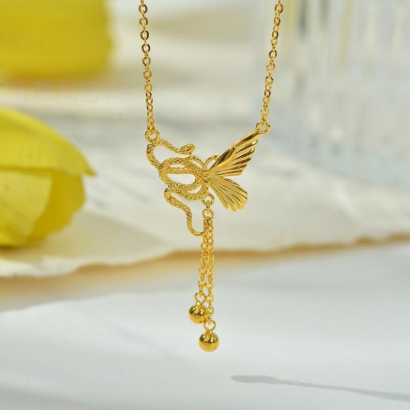 坠链均足银 足银套链   足银蝴蝶灵蛇套链轻奢时尚