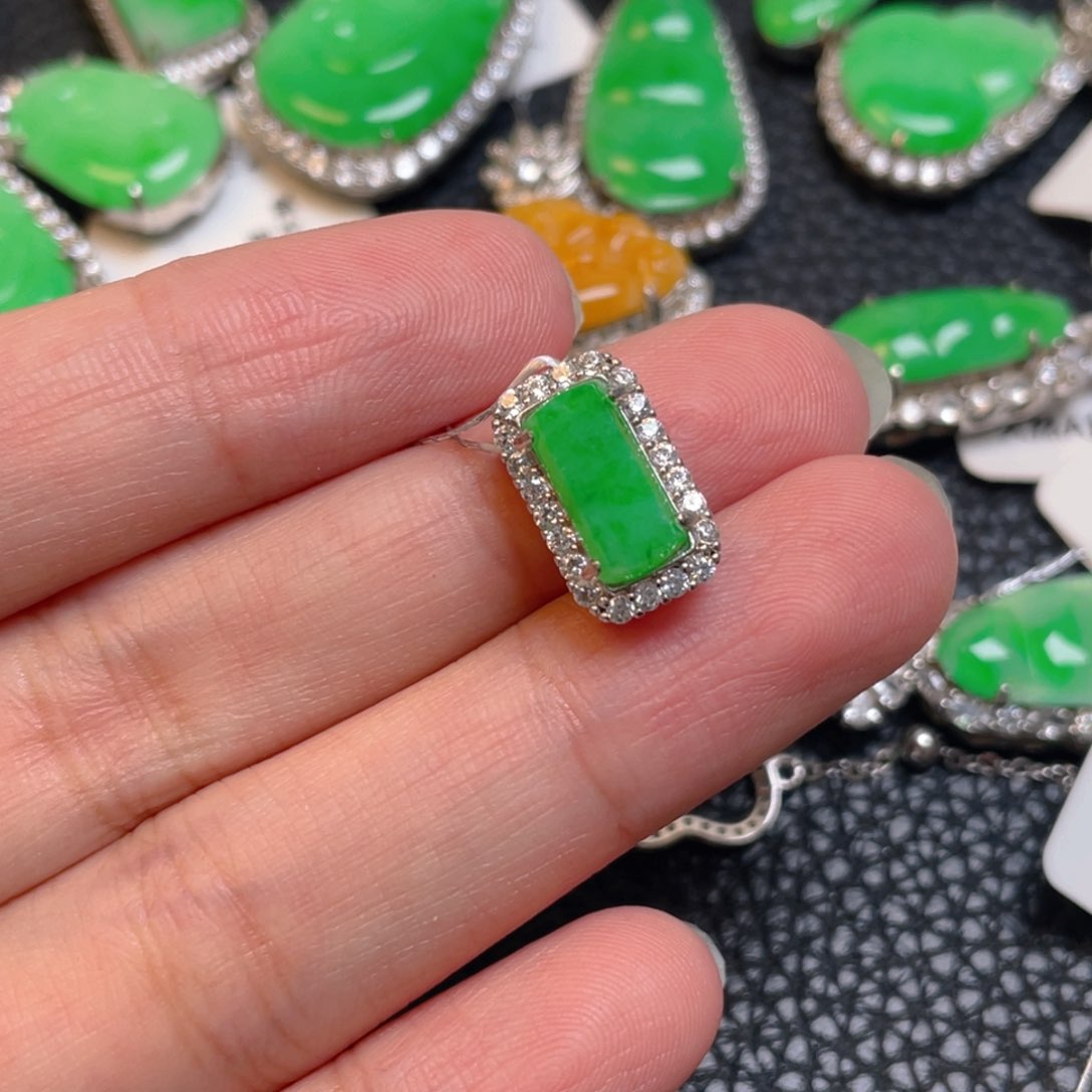 翡翠银S925镶嵌吊坠(不含链)