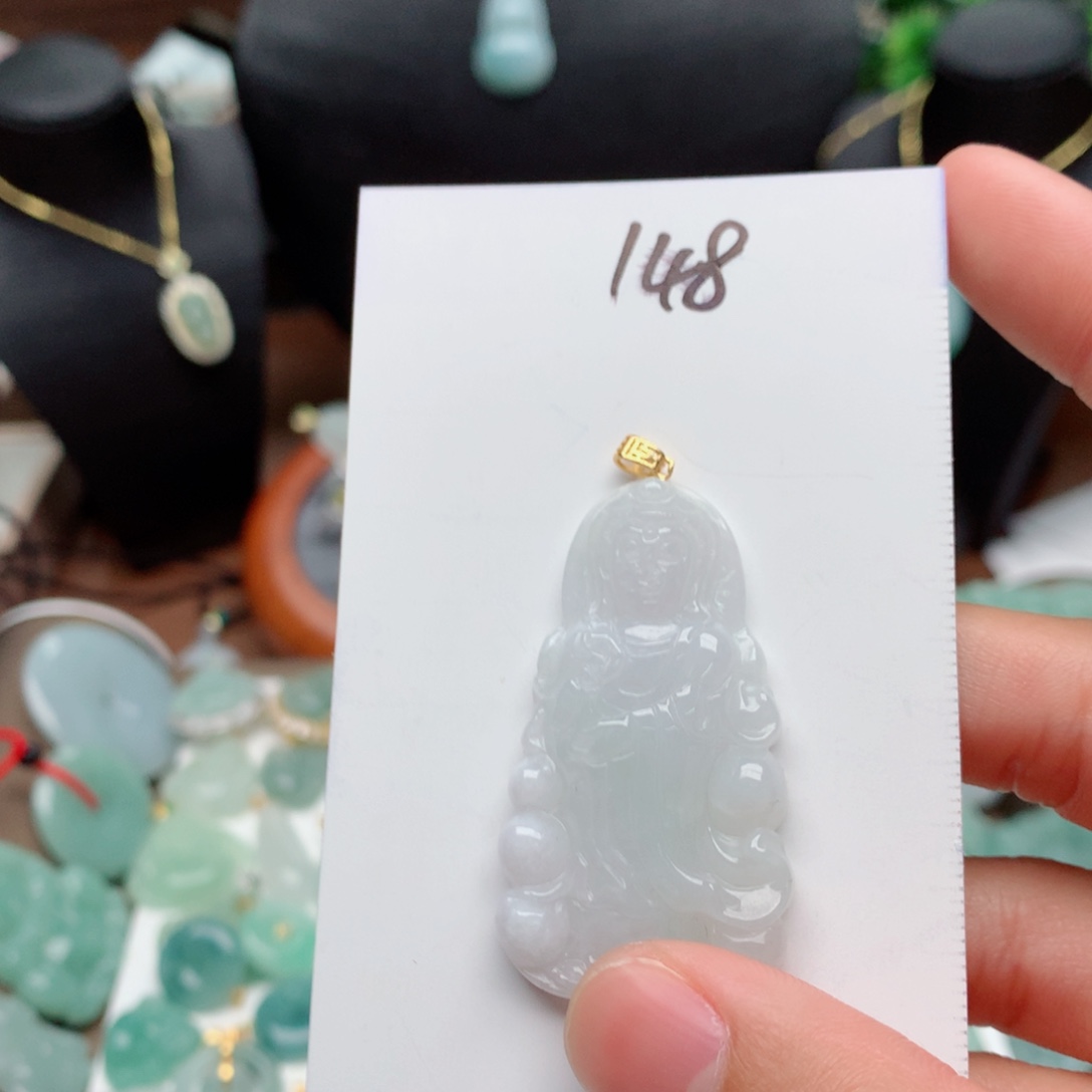 翡翠颈饰银S925镀金镶嵌吊坠