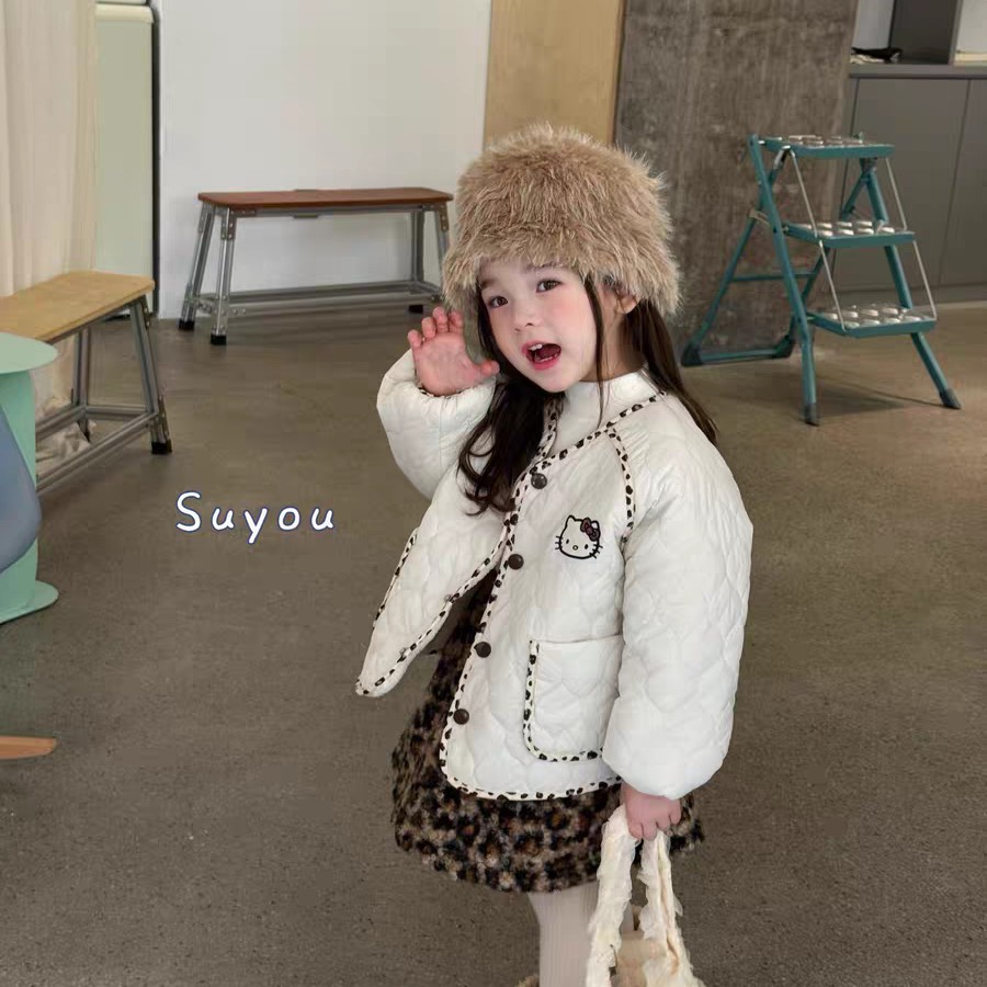 女童棉服秋冬款2025新款洋气女宝宝冬季加绒加厚棉袄儿童冬装棉衣