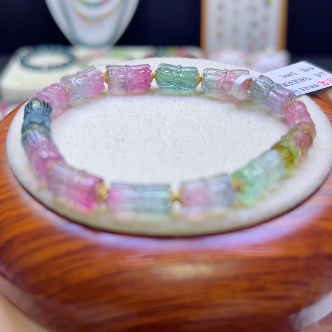 碧玺手链未镶嵌西瓜莲花6.8mm